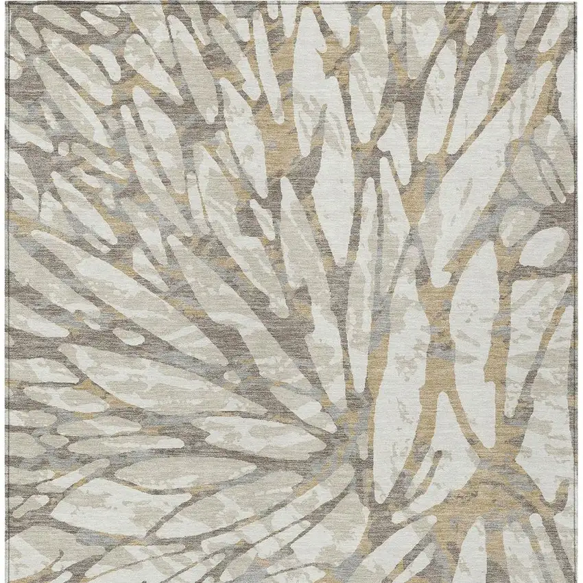 Ivory And Pewter Abstract Washable Indoor Outdoor Area Rug Photo 6