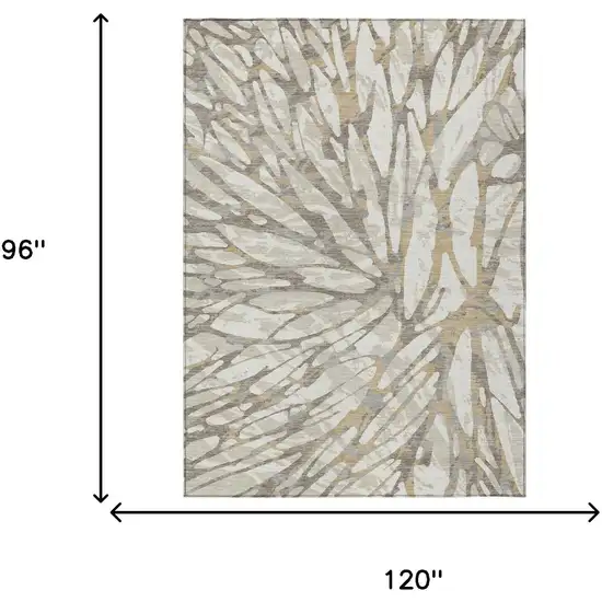 Ivory And Pewter Abstract Washable Indoor Outdoor Area Rug Photo 9