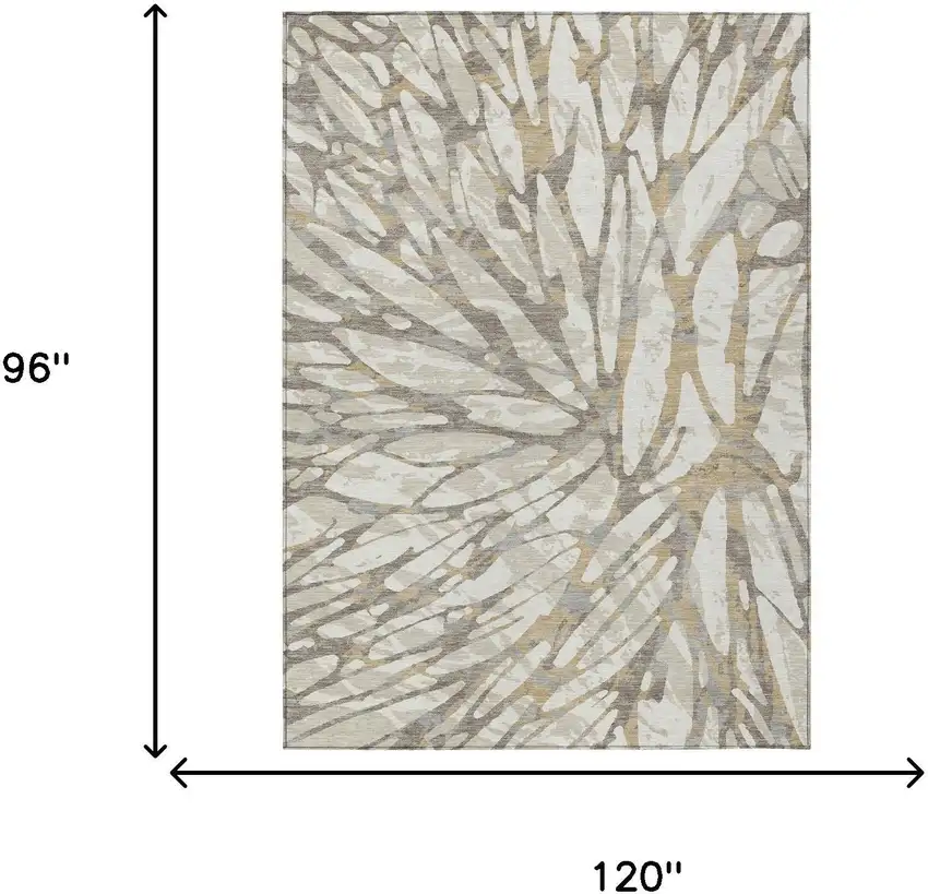 Ivory And Pewter Abstract Washable Indoor Outdoor Area Rug Photo 9