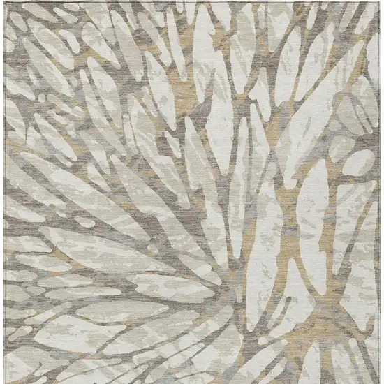 Ivory And Pewter Abstract Washable Indoor Outdoor Area Rug Photo 4