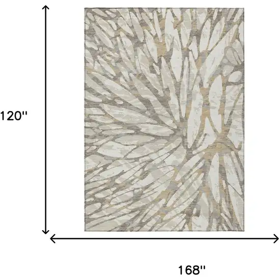 Ivory And Pewter Abstract Washable Indoor Outdoor Area Rug Photo 9