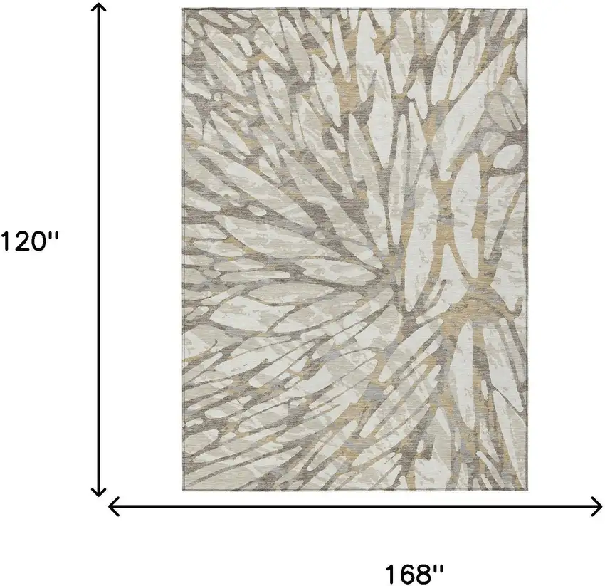 Ivory And Pewter Abstract Washable Indoor Outdoor Area Rug Photo 9
