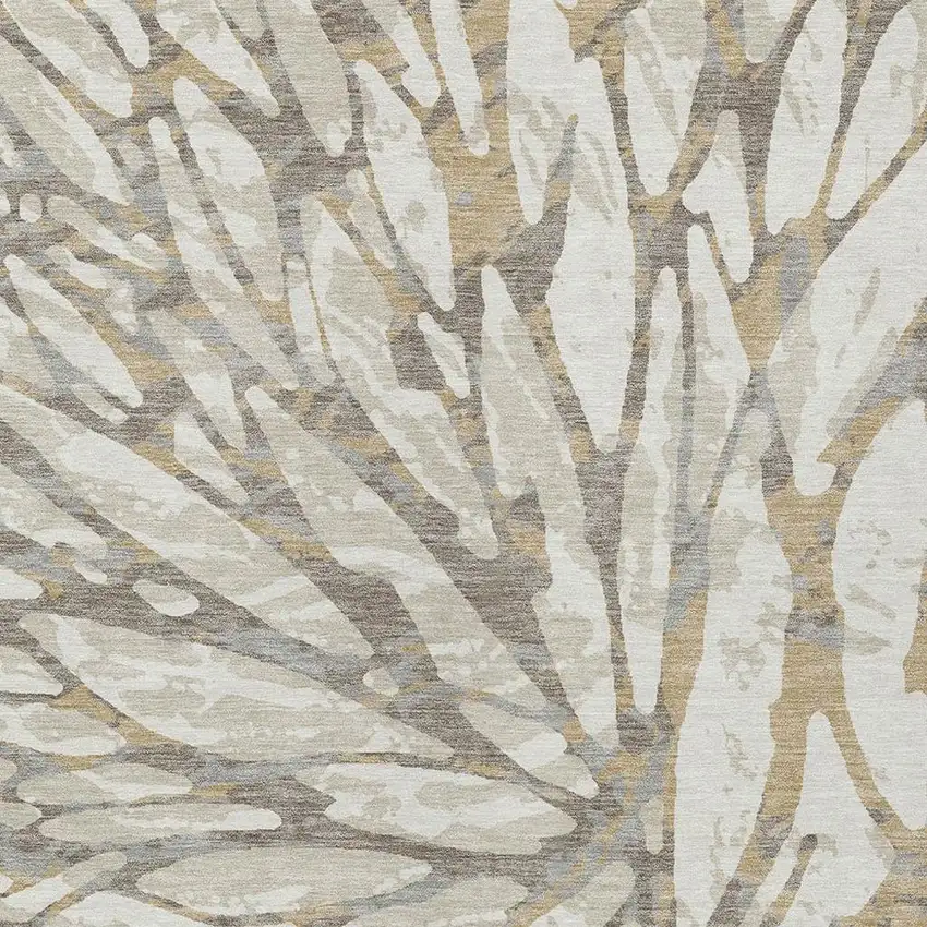 Ivory And Pewter Abstract Washable Indoor Outdoor Area Rug Photo 5