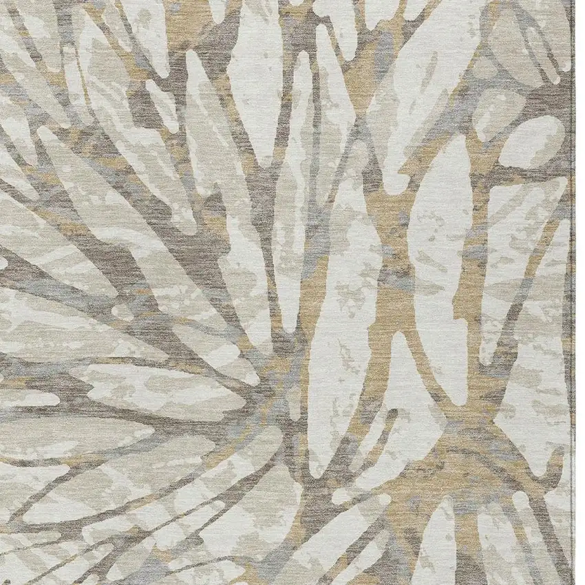 Ivory And Pewter Abstract Washable Indoor Outdoor Area Rug Photo 3