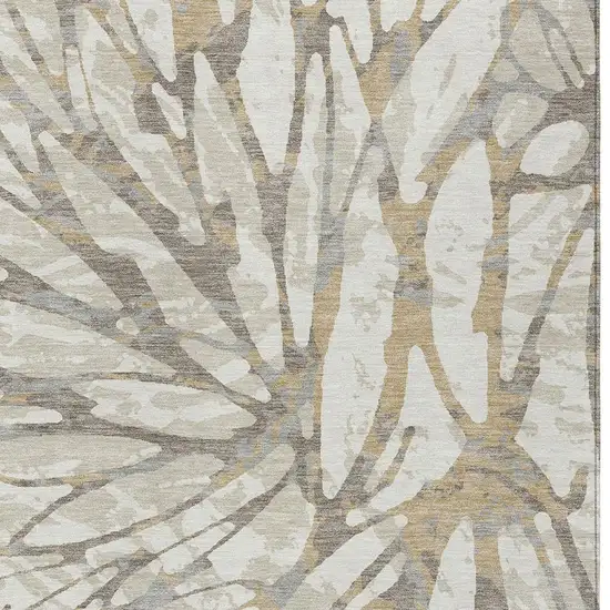 Ivory And Pewter Abstract Washable Indoor Outdoor Area Rug Photo 3