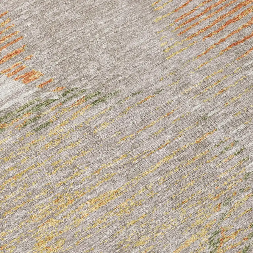 Ivory And Pewter Geometric Washable Indoor Outdoor Area Rug Photo 6