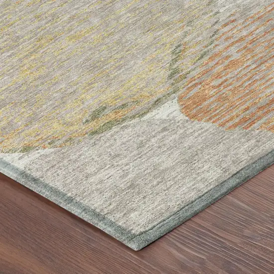 Ivory And Pewter Geometric Washable Indoor Outdoor Area Rug Photo 5