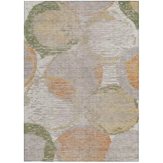 Ivory And Pewter Geometric Washable Indoor Outdoor Area Rug Photo 4