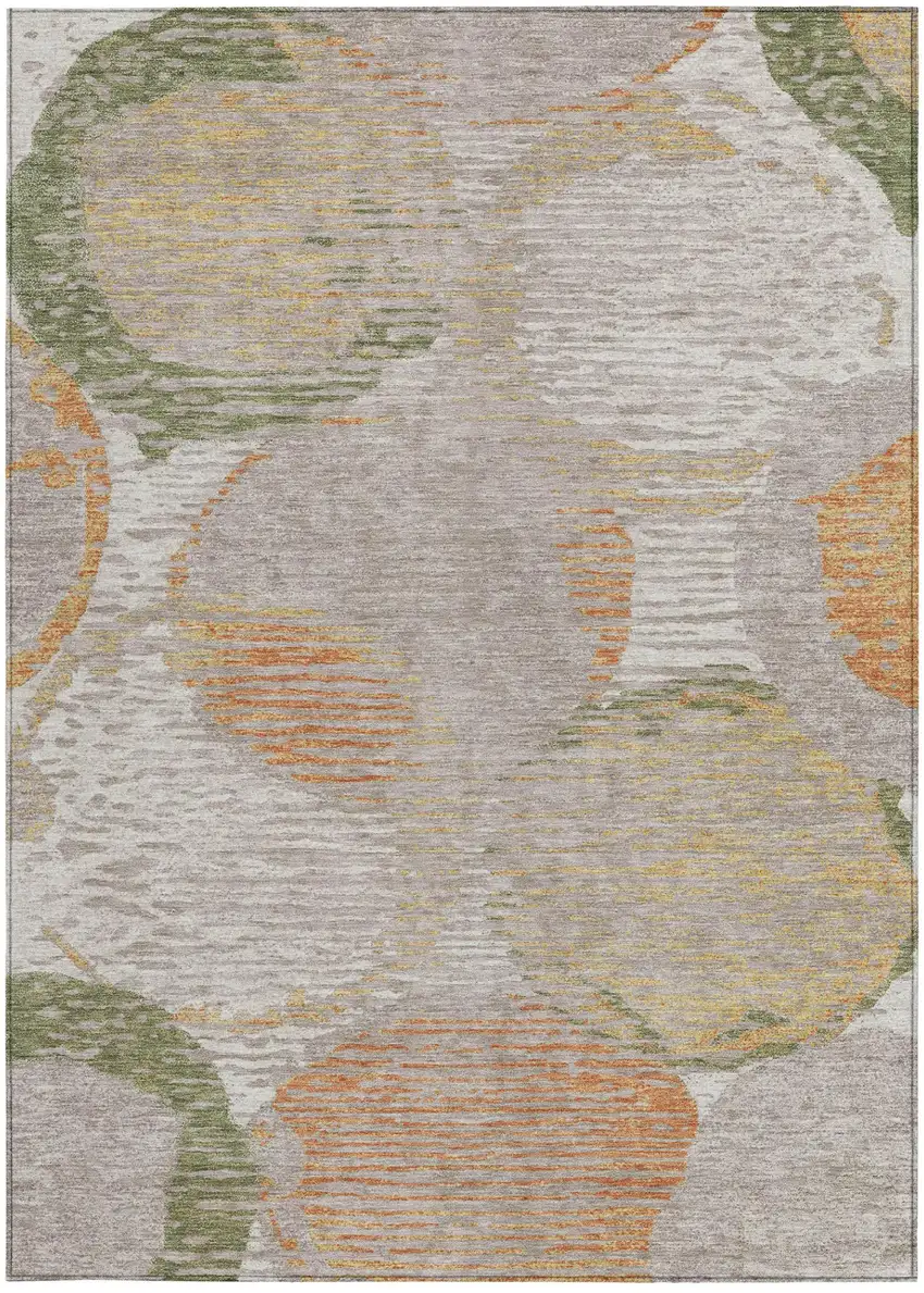 Ivory And Pewter Geometric Washable Indoor Outdoor Area Rug Photo 4