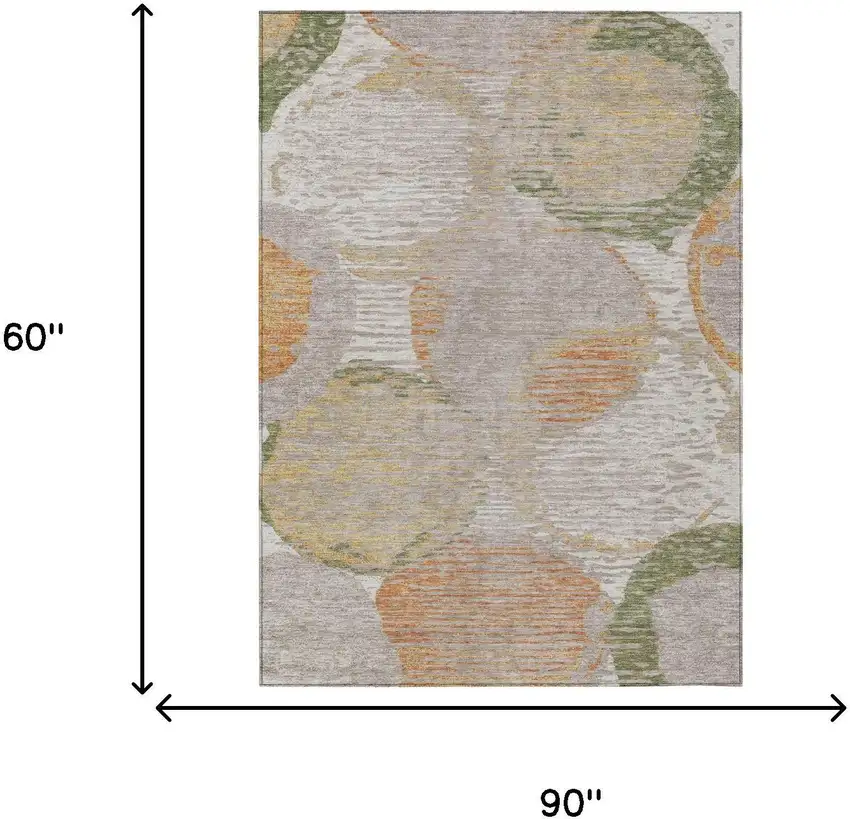 Ivory And Pewter Geometric Washable Indoor Outdoor Area Rug Photo 7