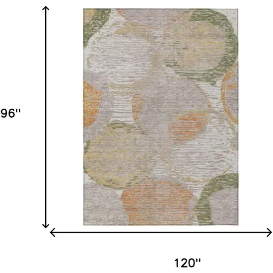 Ivory And Pewter Geometric Washable Indoor Outdoor Area Rug Photo 7