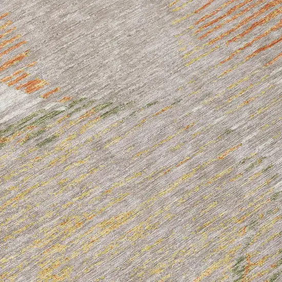 Ivory And Pewter Geometric Washable Indoor Outdoor Area Rug Photo 5