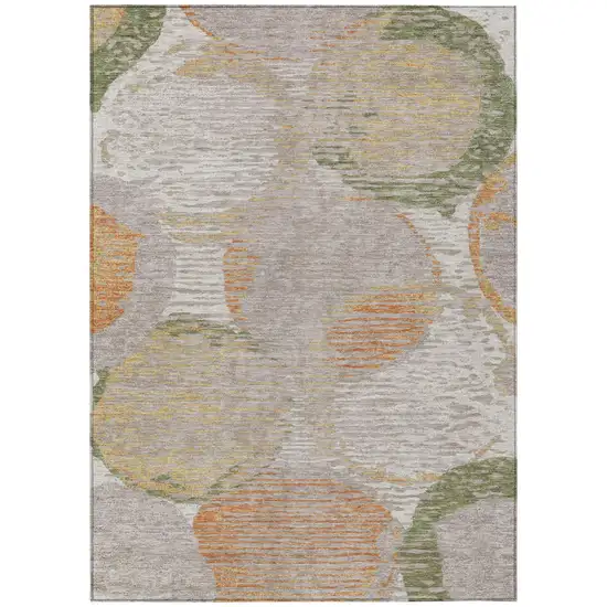 Ivory And Pewter Geometric Washable Indoor Outdoor Area Rug Photo 2