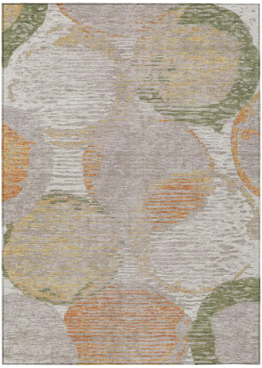 Ivory And Pewter Geometric Washable Indoor Outdoor Area Rug Photo 2