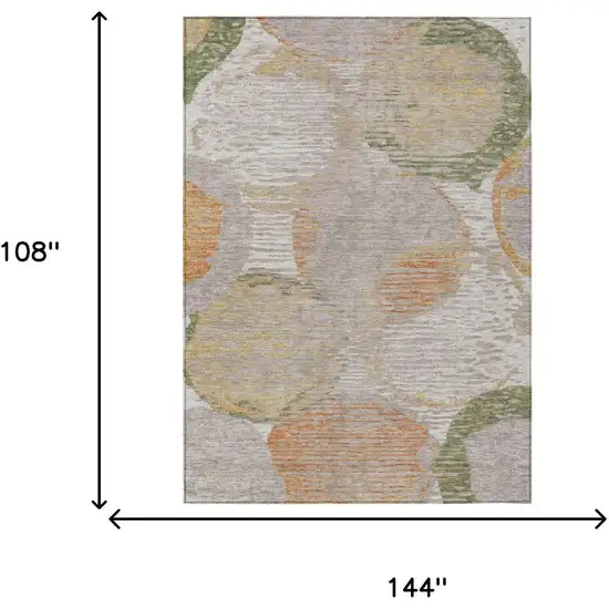 Ivory And Pewter Geometric Washable Indoor Outdoor Area Rug Photo 6