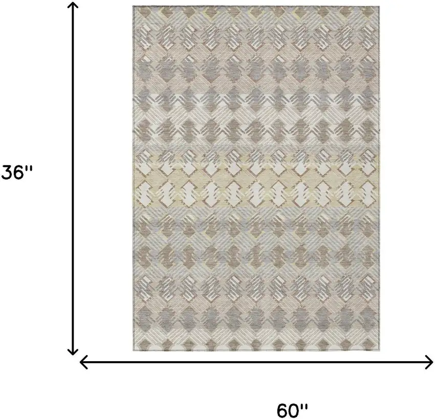 Ivory And Pewter Striped Washable Indoor Outdoor Area Rug Photo 5