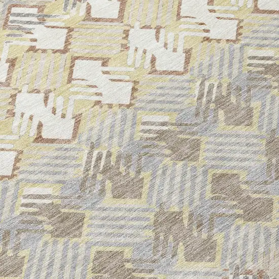Ivory And Pewter Striped Washable Indoor Outdoor Area Rug Photo 4
