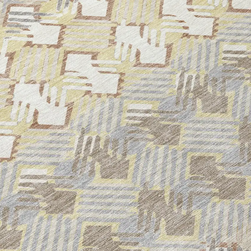 Ivory And Pewter Striped Washable Indoor Outdoor Area Rug Photo 4