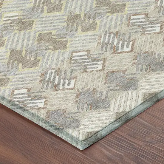 Ivory And Pewter Striped Washable Indoor Outdoor Area Rug Photo 3