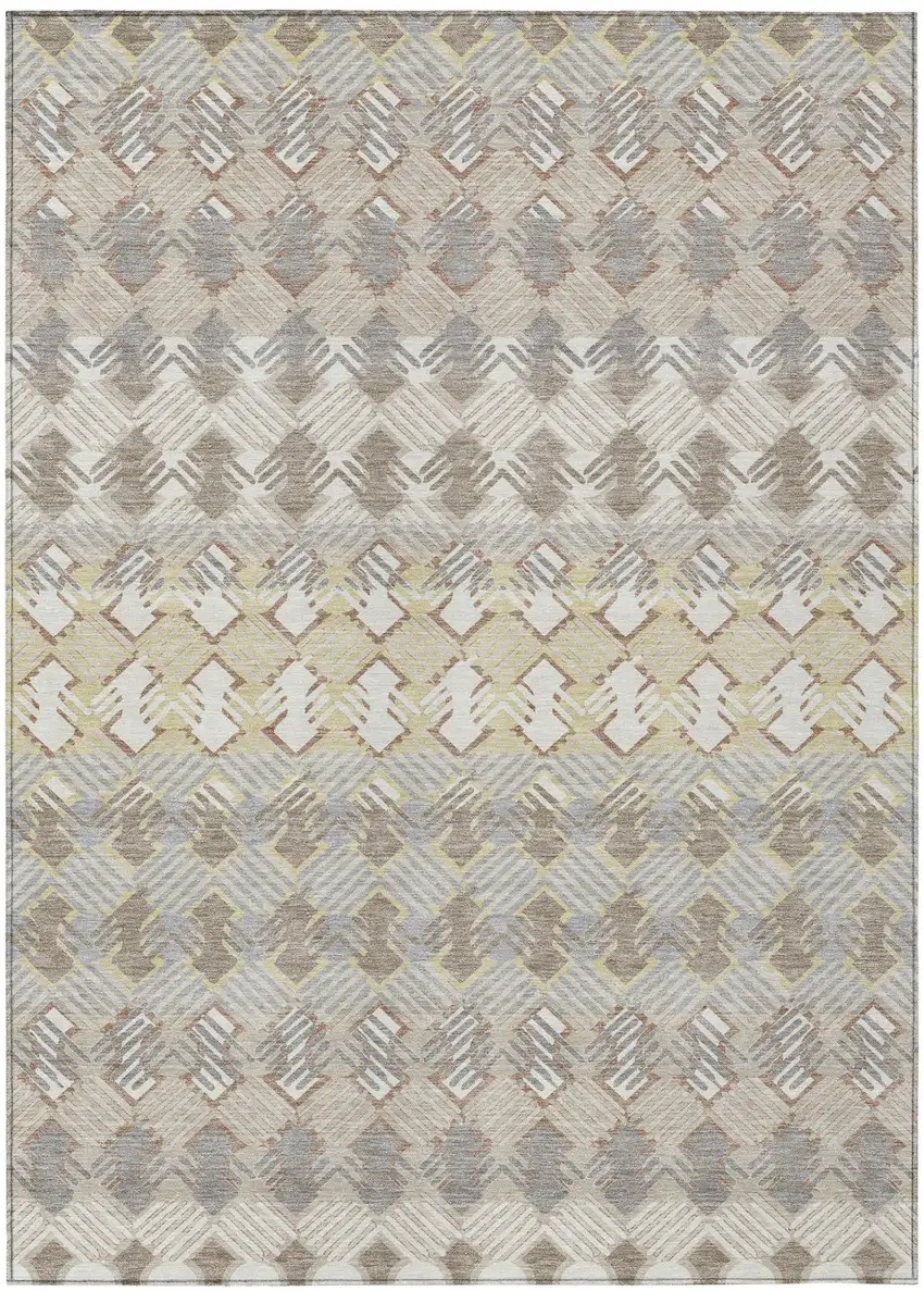 Ivory And Pewter Striped Washable Indoor Outdoor Area Rug Photo 2