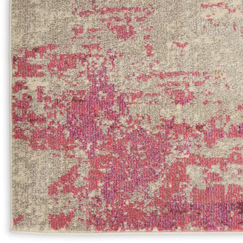 Ivory And Pink Abstract Power Loom Non Skid Area Rug Photo 7