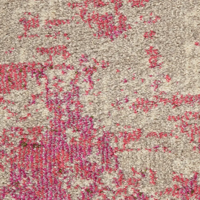 Ivory And Pink Abstract Power Loom Non Skid Area Rug Photo 5