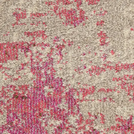 Ivory And Pink Abstract Power Loom Non Skid Area Rug Photo 5