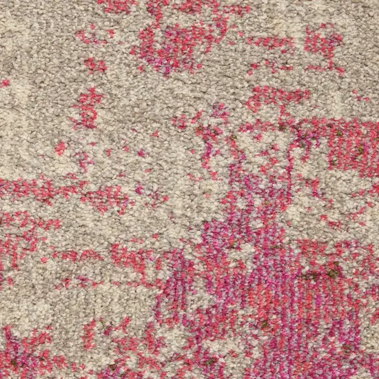 Ivory And Pink Abstract Power Loom Non Skid Area Rug Photo 4
