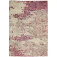 Photo of Ivory And Pink Abstract Power Loom Non Skid Area Rug