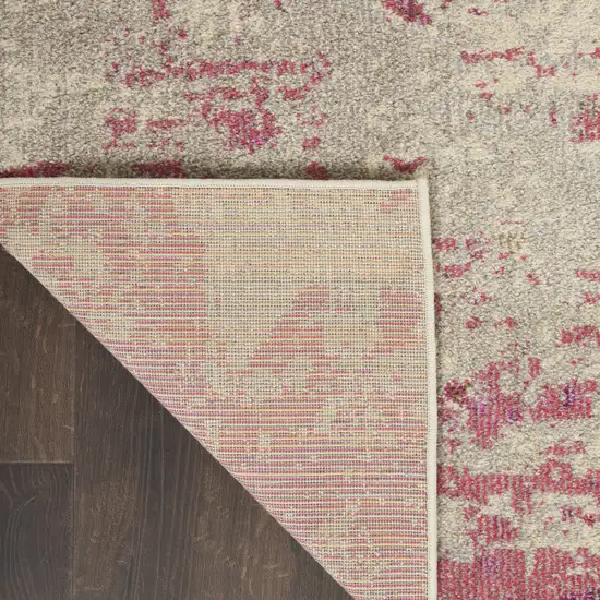 Ivory And Pink Abstract Power Loom Non Skid Area Rug Photo 9