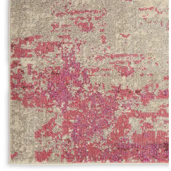 Ivory And Pink Abstract Power Loom Non Skid Area Rug Photo 9