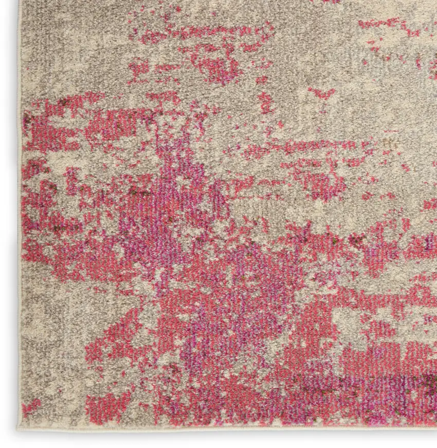 Ivory And Pink Abstract Power Loom Non Skid Area Rug Photo 9