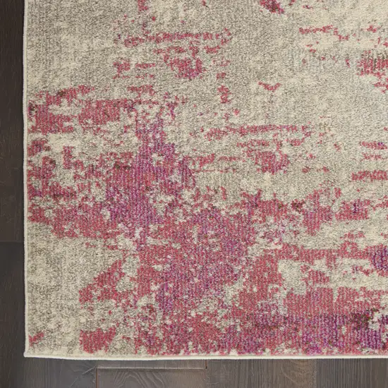 2' X 6' Ivory And Pink Abstract Power Loom Non Skid Runner Rug Photo 9