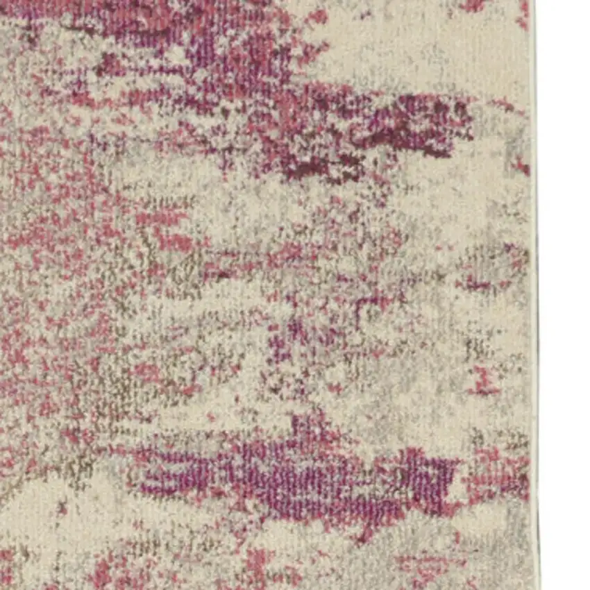 2' X 6' Ivory And Pink Abstract Power Loom Non Skid Runner Rug Photo 2