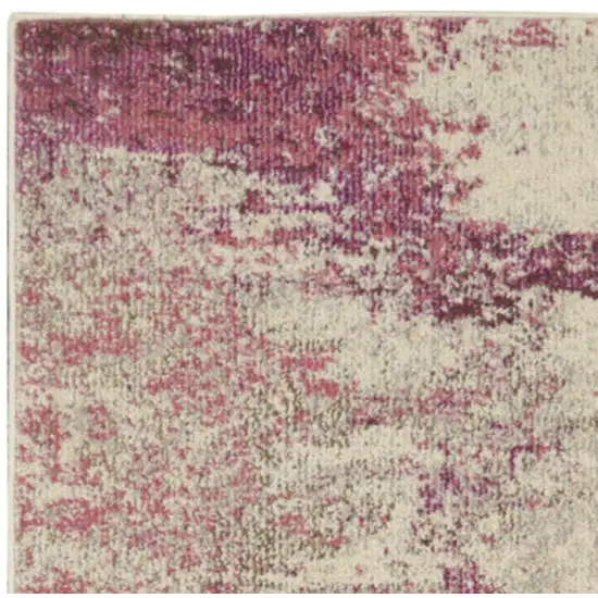 2' X 8' Ivory And Pink Abstract Power Loom Non Skid Runner Rug Photo 2