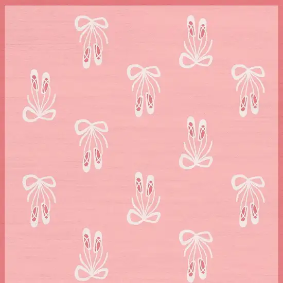 Ivory And Pink Ballet Slipper Youthful Washable Area Rug Photo 4
