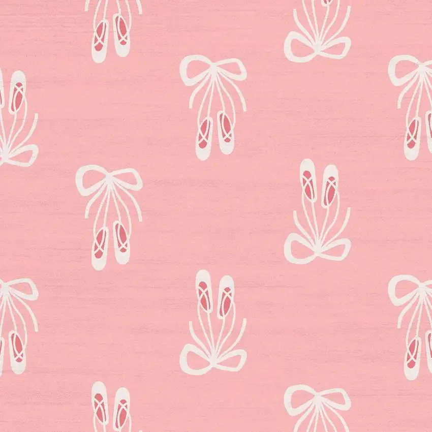 Ivory And Pink Ballet Slipper Youthful Washable Area Rug Photo 3