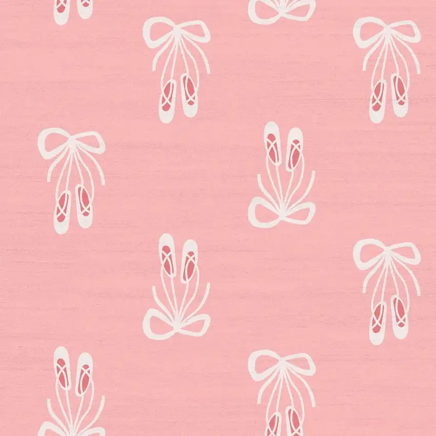 Ivory And Pink Ballet Slipper Youthful Washable Area Rug Photo 3