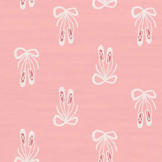 Ivory And Pink Ballet Slipper Youthful Washable Area Rug Photo 3