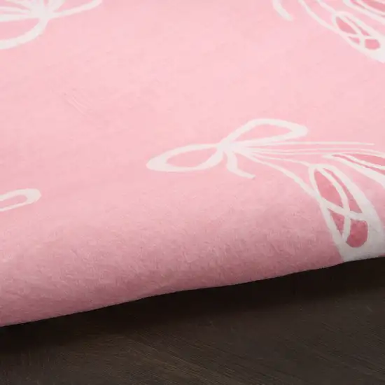 Ivory And Pink Ballet Slipper Youthful Washable Area Rug Photo 9