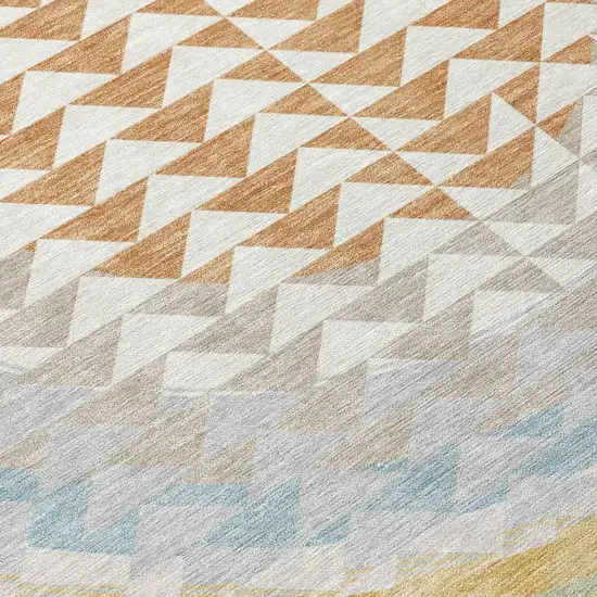 Ivory And Plum Geometric Washable Indoor Outdoor Area Rug Photo 8