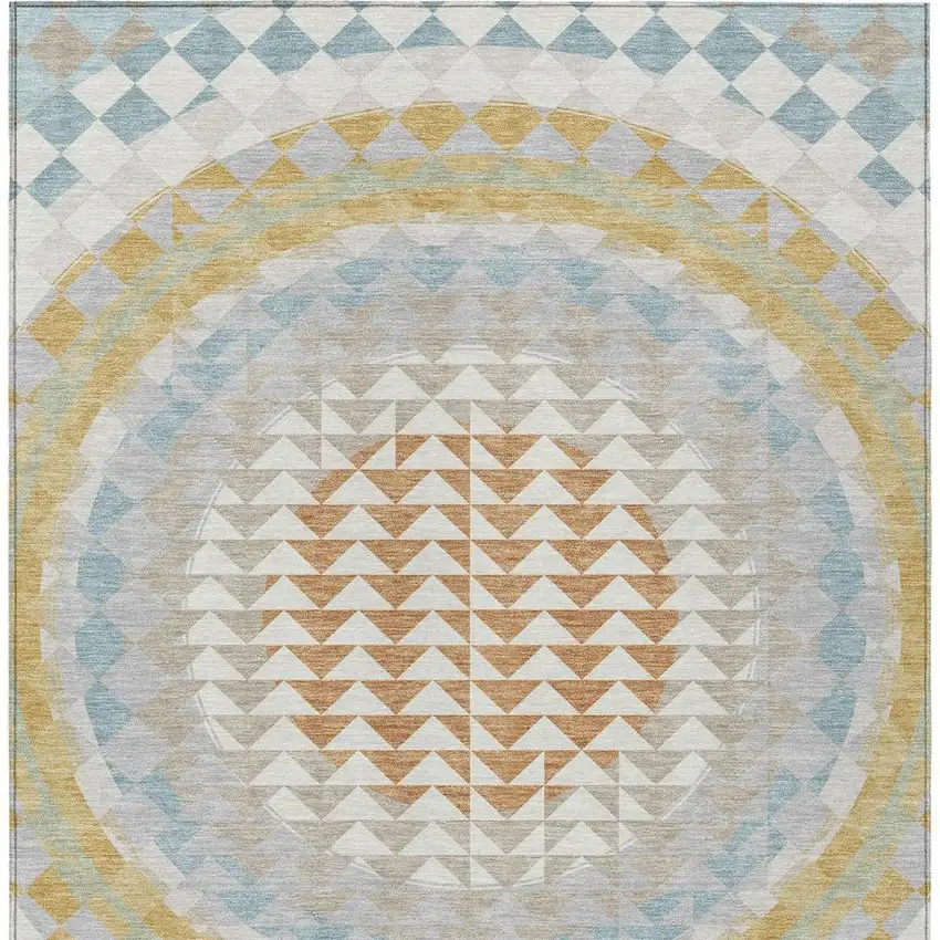 Ivory And Plum Geometric Washable Indoor Outdoor Area Rug Photo 4