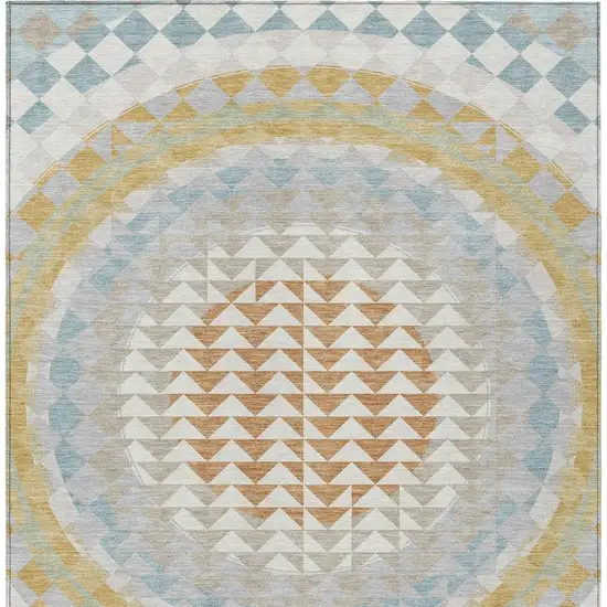 Ivory And Plum Geometric Washable Indoor Outdoor Area Rug Photo 4