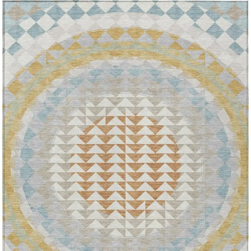 Ivory And Plum Geometric Washable Indoor Outdoor Area Rug Photo 6