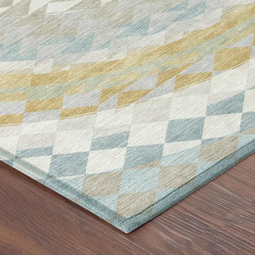 Ivory And Plum Geometric Washable Indoor Outdoor Area Rug Photo 7