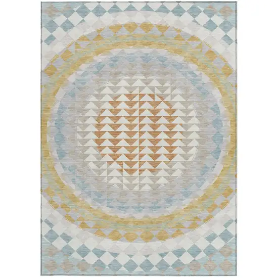 Ivory And Plum Geometric Washable Indoor Outdoor Area Rug Photo 3