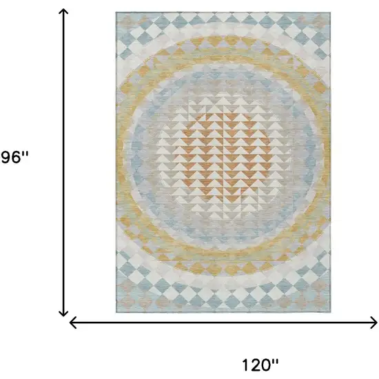 Ivory And Plum Geometric Washable Indoor Outdoor Area Rug Photo 8