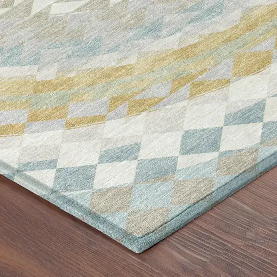 Ivory And Plum Geometric Washable Indoor Outdoor Area Rug Photo 6