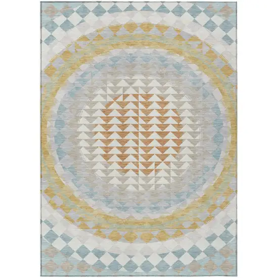 Ivory And Plum Geometric Washable Indoor Outdoor Area Rug Photo 2