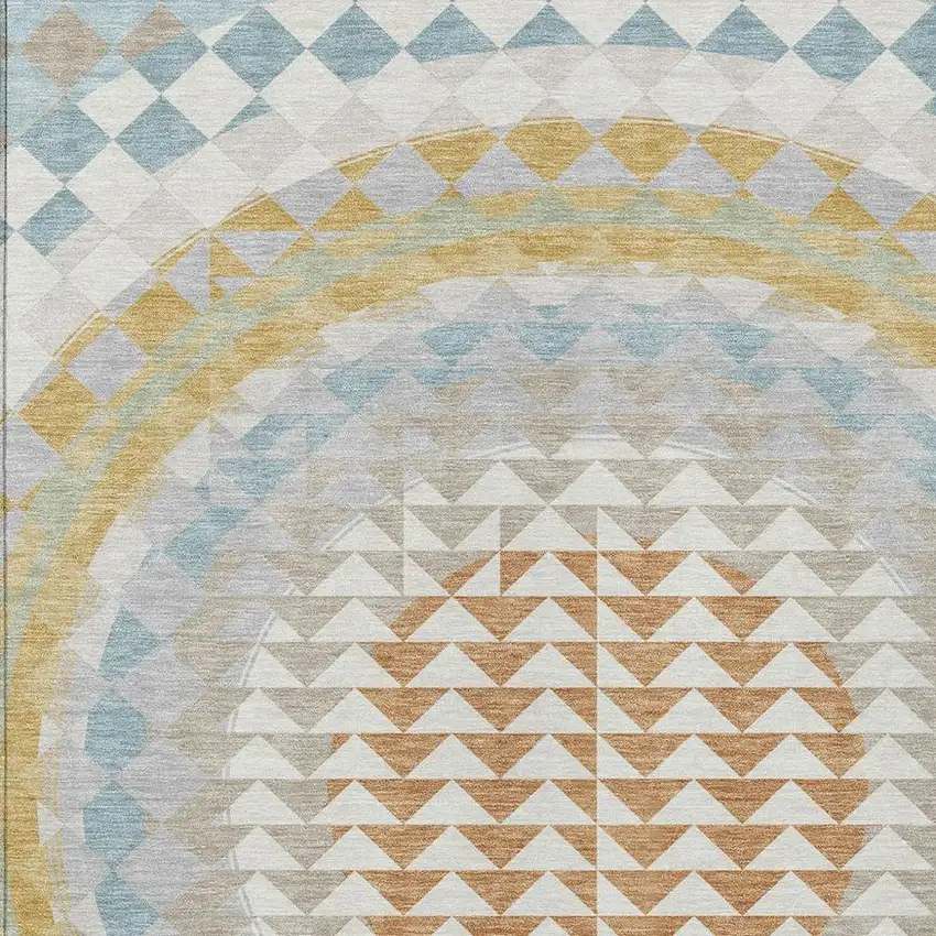 Ivory And Plum Geometric Washable Indoor Outdoor Area Rug Photo 4